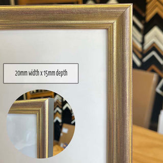 5"x7" Photo Frame in a Chmpagne with grey sides made from quality custom framing