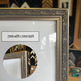 5"x7" Photo Frame in an Ornate Dark Silver finish made from quality custom framing materials