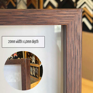 6"x8" Photo Frame in a Mocha Brown Timber with inset lip finish made from quality custom framing materials.