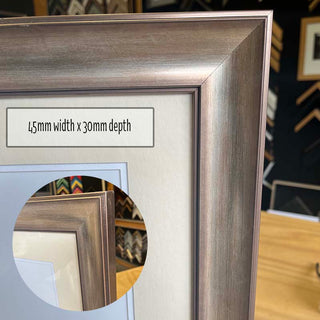 8"x10" Photo Frame in a Dull Silver finish with Double Matboard in Cream and White made from quality custom framing materials.