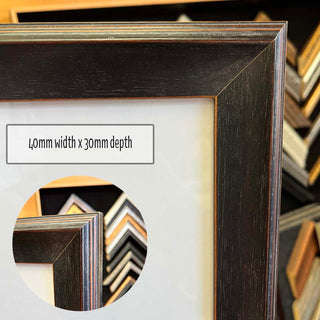 11”x14” Photo Frame in a Black Distressed finish made from quality custom framing materials.