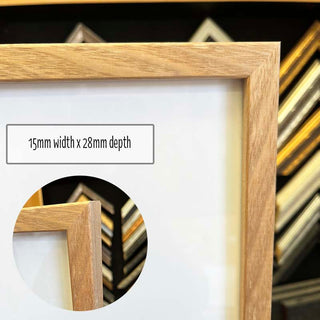 11”x14” Photo Frame in a Honey Oak Timber finish made from quality custom framing materials.