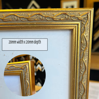 16”x20” Photo Frame in Strong Gold Ornate finish made from quality custom framing materials.