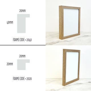 Large Oak Picture Frame, available in Photo Frame and Poster Frame sizes including A1, A2, A3, 16x20" and more. Large Timber Frames perfect for your artwork or photographs